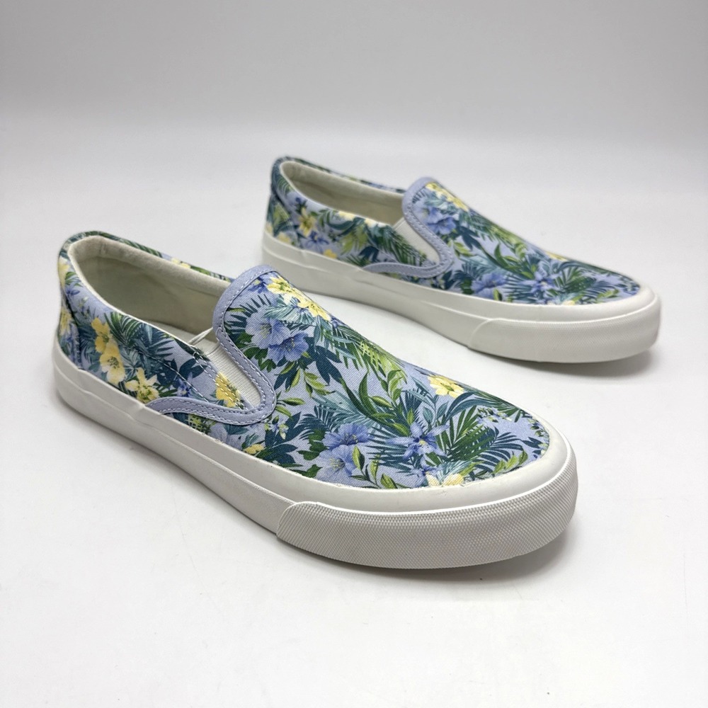 Tommy Bahama Women's 8 Slip On Sneakers Blue Yellow Green Tropical Floral - Picture 2 of 6
